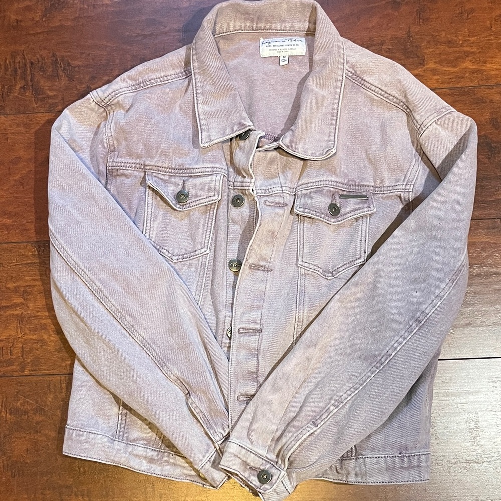 Washed purple Denim Jacket with Button Front